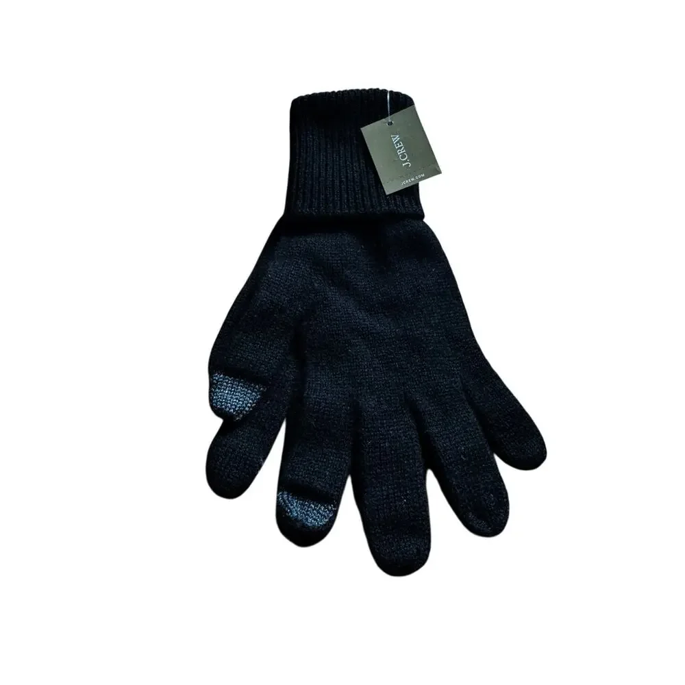 J. Crew Women's Cashmere Tech-Touch Gloves Black Winter Tech Warm BM740 NWT